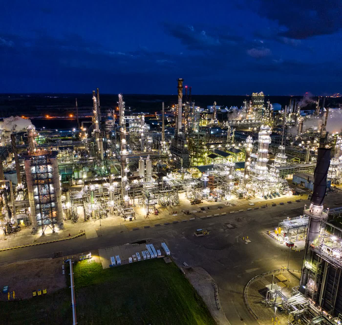 Process plant in operation at night
